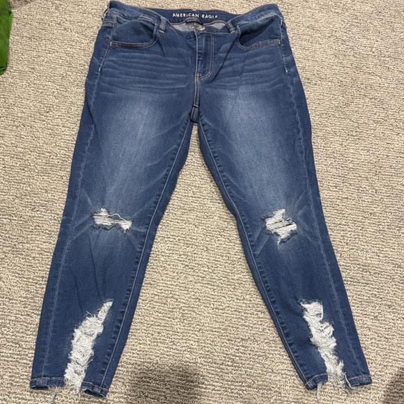 American Eagle Outfitters Women's Distressed Blue Skinny Jeans - Picture 1 of 4